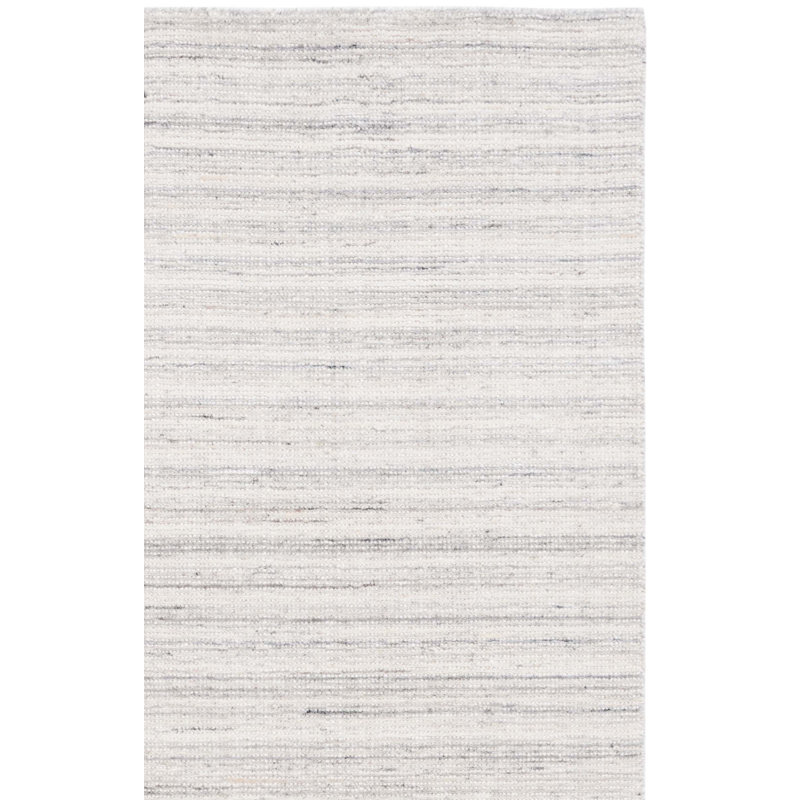 Tapis rayé en laine / viscose / coton tissé à la main Brileigh en ivoire / gris, Rectangle 3 pi x 5 pi
