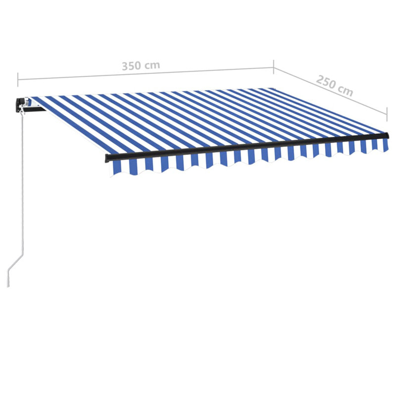 Fells Retractable Patio Awning, Blue/White, 3.5m W x 3m D