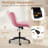 Armless Office Chair with Wheels, Adjustable Swivel Desk Chair for Women, Ergonomic Faux Leather Vanity with Back, Ideal for Home or Office-1034470996