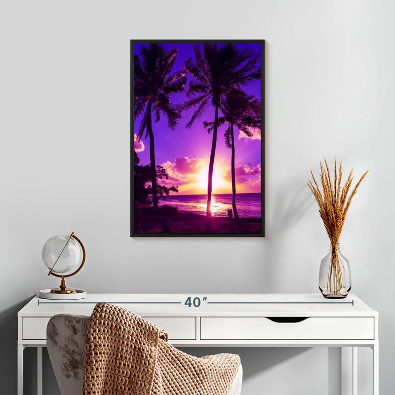 Plage de sérénité, Cadre flottant noir, 17 po x 25 po