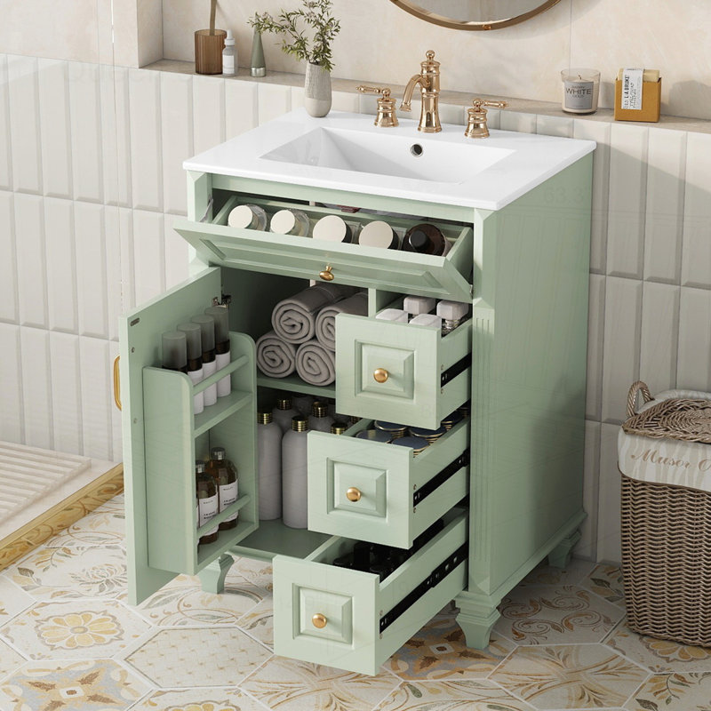 Meuble-lavabo 24 po avec lavabo, Vert