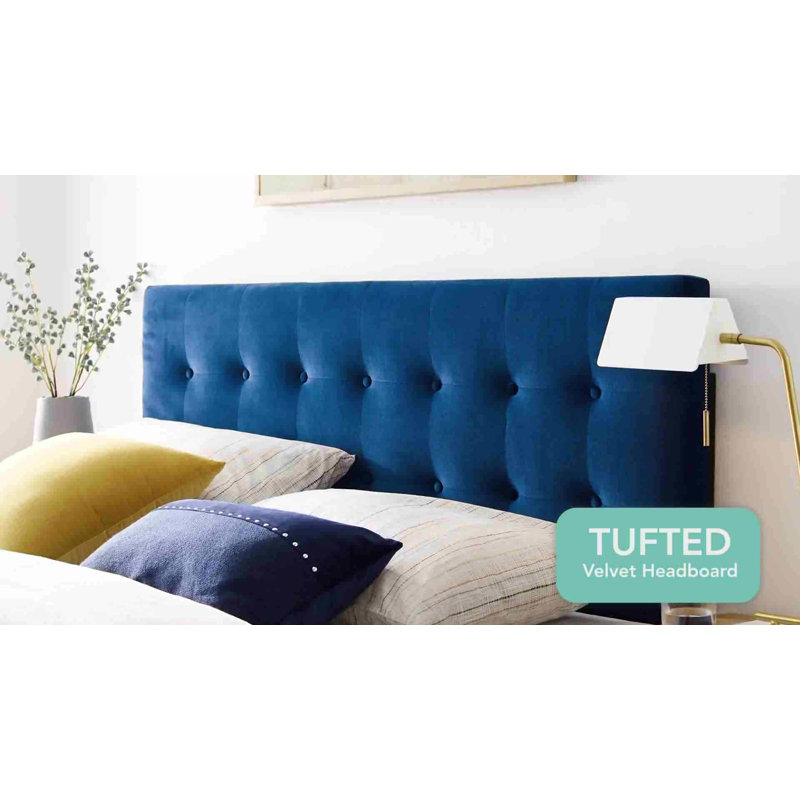 Gray Twin Upholstered Biscuit Tufted Velvet Headboard