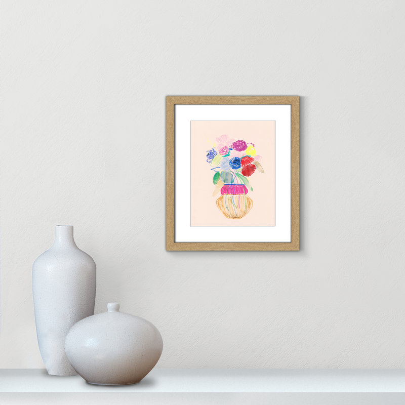 «Simple Floral II» par Bea Dina, Papier avec cadre naturel naturel, Blanc, H 15 po x l 13 po x P 1,25 po