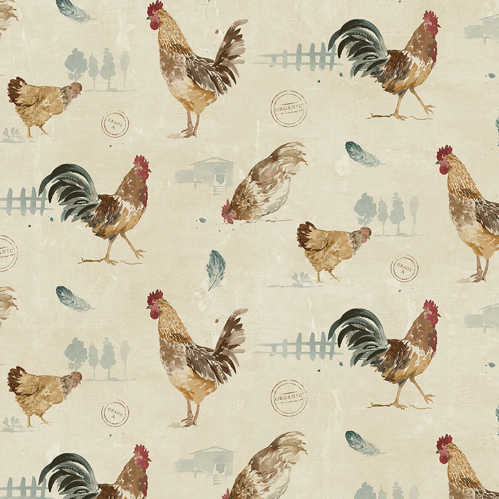 Country Rooster Animals Star Stripes Farmhouse Country Kitchen Wallpaper  Border | eBay