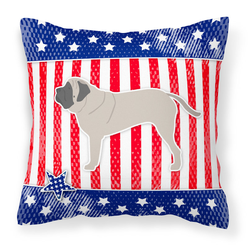 Coussin intérieur/extérieur bleu/rouge uni patriotique, H 18 po x l 18 po x P 3 po