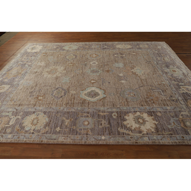 Vegetable Dye Brown Oushak Turkish Area Rug
