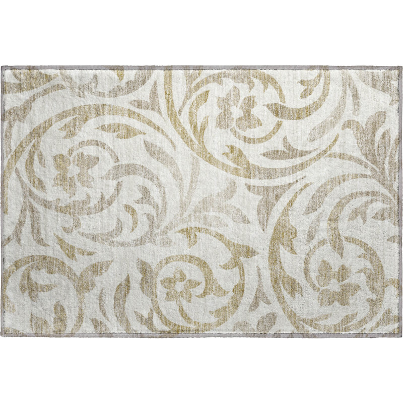 Premium Machine Washable Prisco Ivory Rug, Rectangle 1'8" x 2'6"