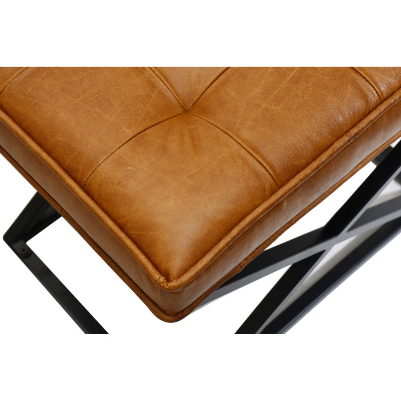 Tabouret en cuir véritable Wilmington, Brun