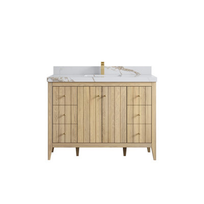 Atlanta Oak Wood 48 In. W X 22 In. D Single Sink Bathroom Vanity With 2 In. Quartz