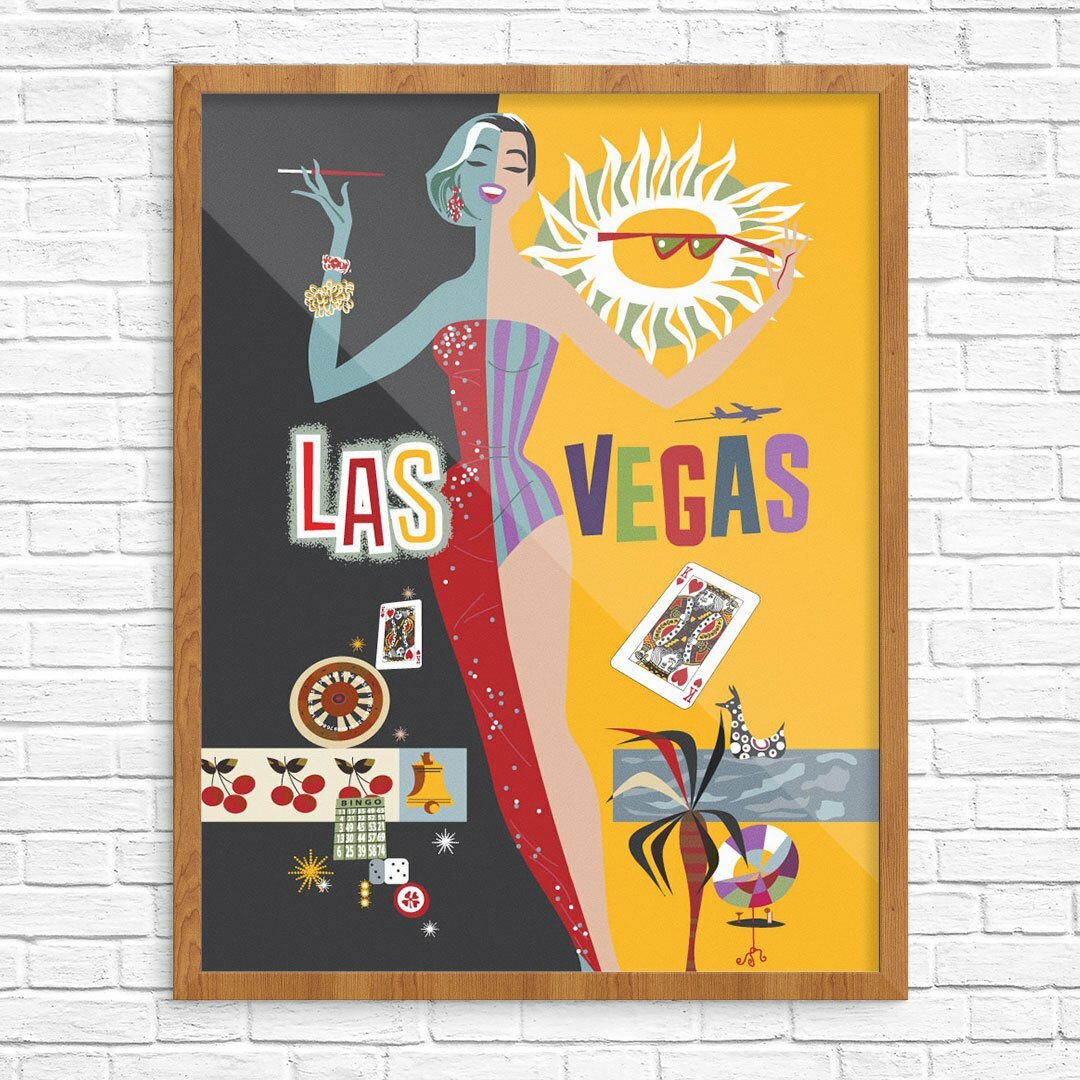 Trinx Las Vegas Modern Illustration US Cities Poster, Unframed