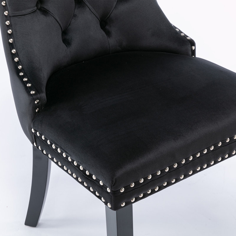 Fukuichi Velvet Side Chair, Black Velvet