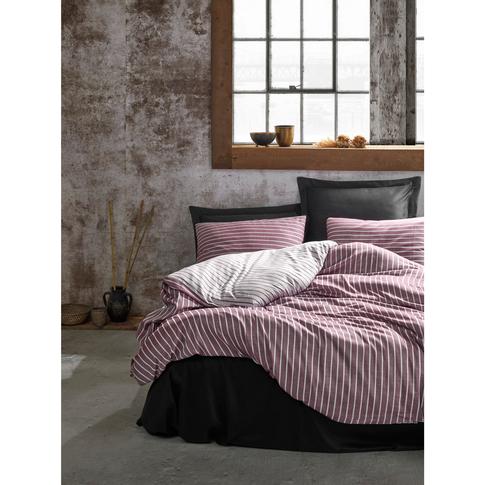 Carlen Cotton Blend Duvet Cover Set, Claret Red, Twin Duvet Cover + 1 24" x 28" Pillowcase
