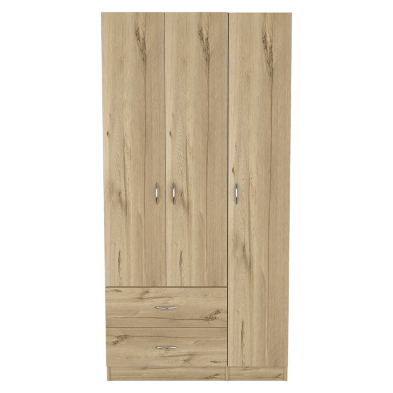  35" Oak Two Drawer Combo Dresser