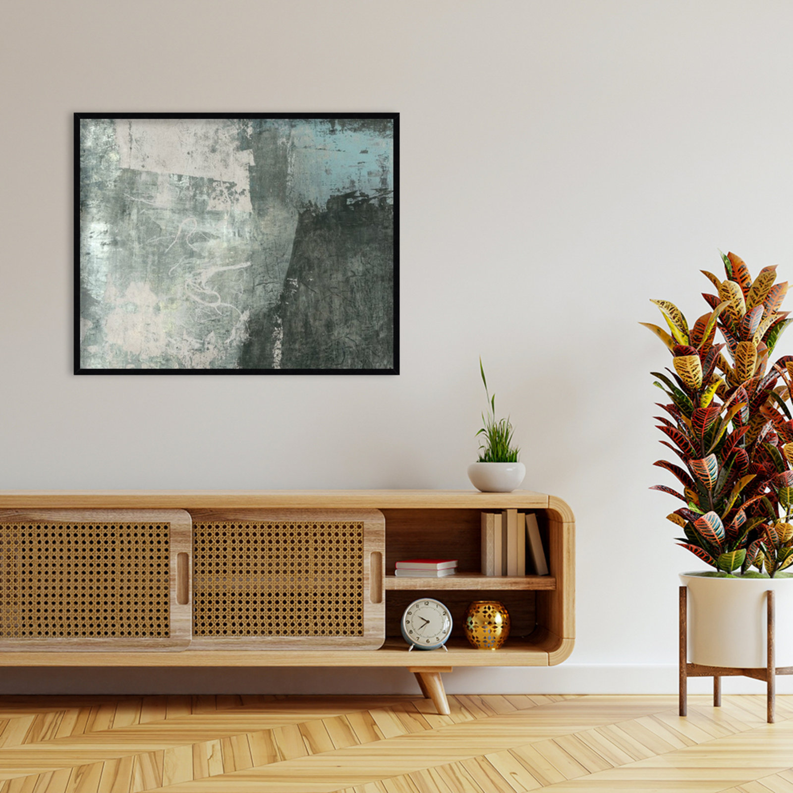 Fresno "Black and Grey and Blue I" Print, 33" H x 41" W, Black