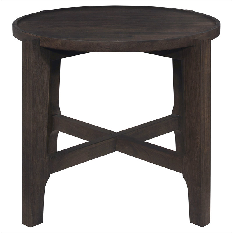 Mavis Dark Brown Round Solid Wood End Table