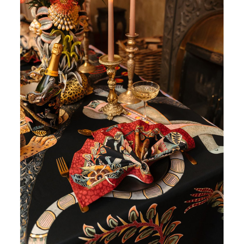 Monkey Tales Tablecloth - Cotton, 138" L, Night