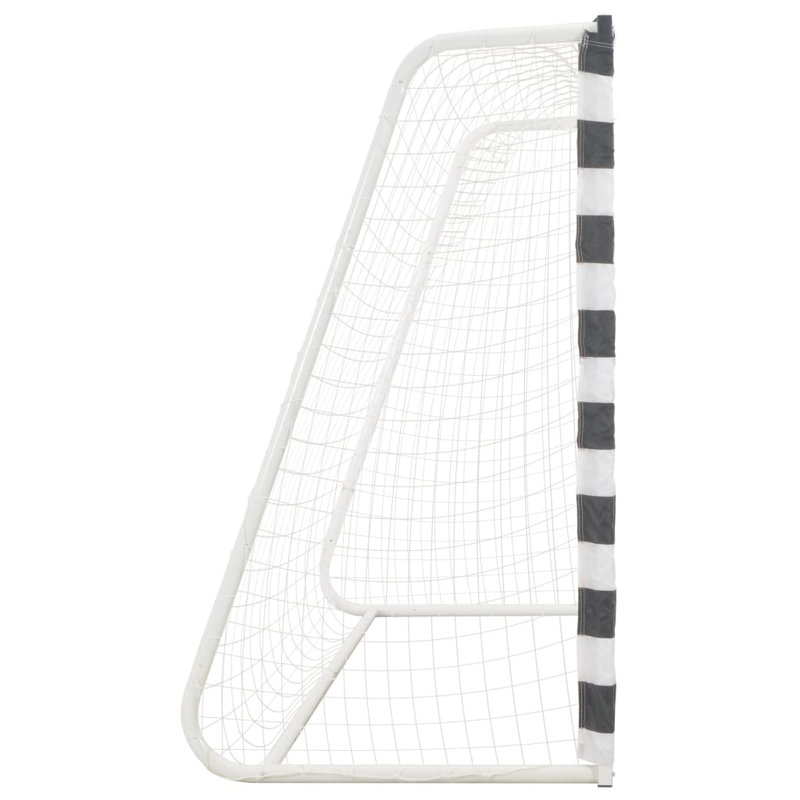 VidaXL Soccer Goal Training Soccer Net Practise Net Metal Black and White, 63'' H x 118.10'' W x 35.40'' D