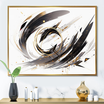 Tourbillons multicolores sur fond noir et or I