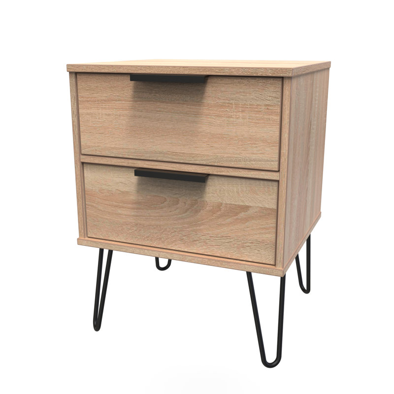 Turah 2 Drawer Bedside Cabinet (Ready Assembled), Bardolino Oak