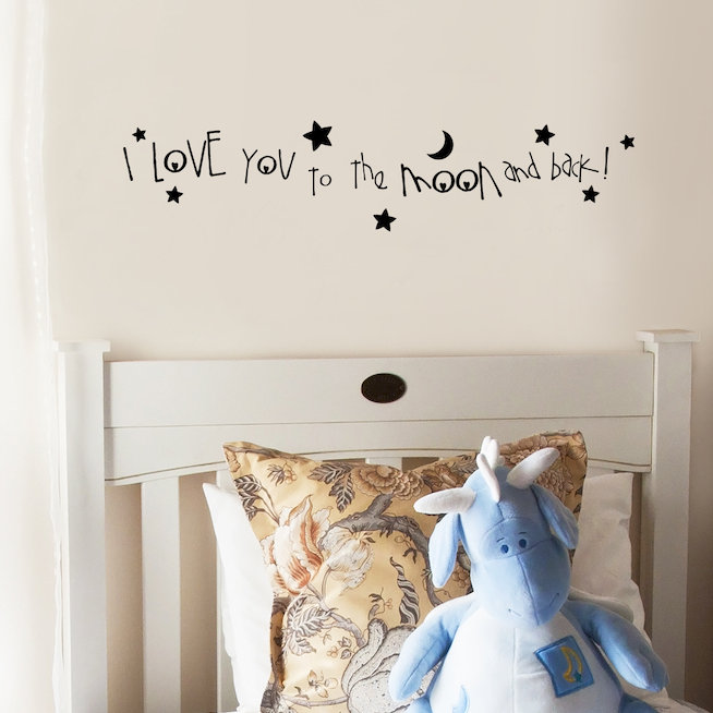 Adhésif décoratif «I Love You to the Moon And Back», Noir