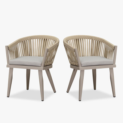  Chaises de patio pour l'extérieur avec coussin et rotin PE toutes saisons