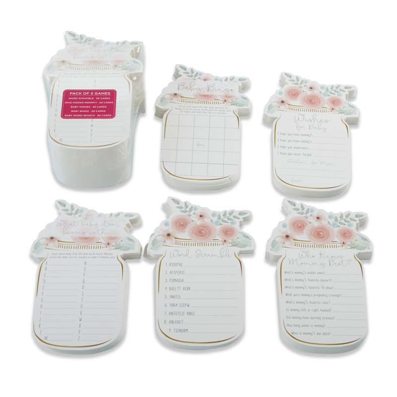 Ensemble de cartes de jeu 150 mason pot de douche à bébé floral