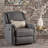 Charcoal Fabric Glider Recliner With Swivel, Manual Reclining Chair-1952331375