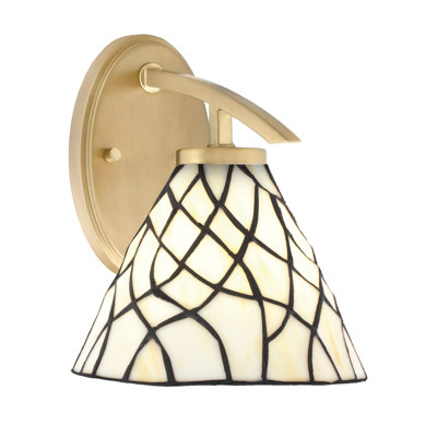 Kurve Downlight Wall Sconce Shown In Graphite Finish With 7" Turquoise Cypress Art Glass