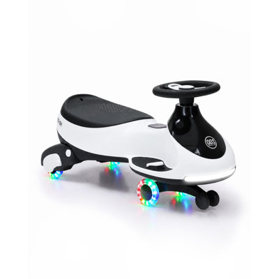 Balançoire électrique pour enfants 2 en 1 12V 2 en 1, cadre anti-basculement, roues en polyuréthane clignotantes, écran tactile USB musical, 130 livres maximum pour les tout-petits de 2,5 ans et plus, blanc