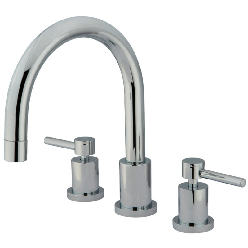 Kingston Brass Concord Two-Handle 3-Hole Deck Mount Roman Tub Faucet, Polished Chrome, Lever Handle