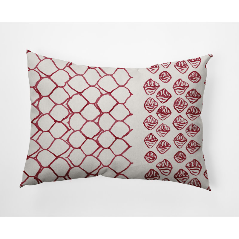 Geometric Lumbar Pillow, Red, Geometric 4