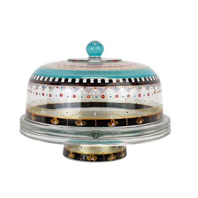 Mosaic Carnival Glass Cake Stand