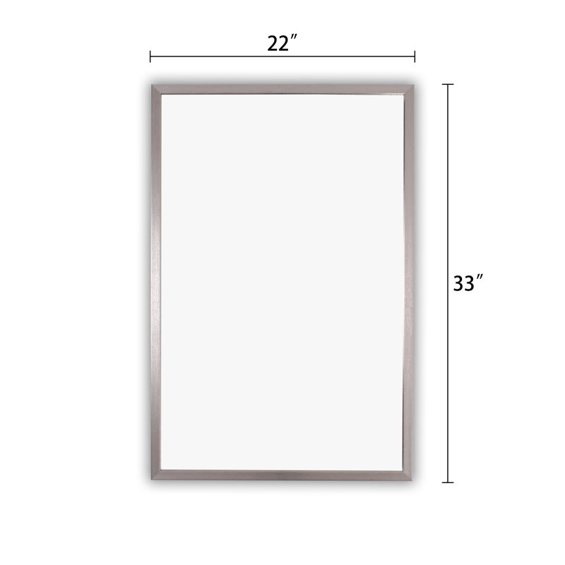 Este Metal Flat Wall Mirror, 33" x 22", Chrome