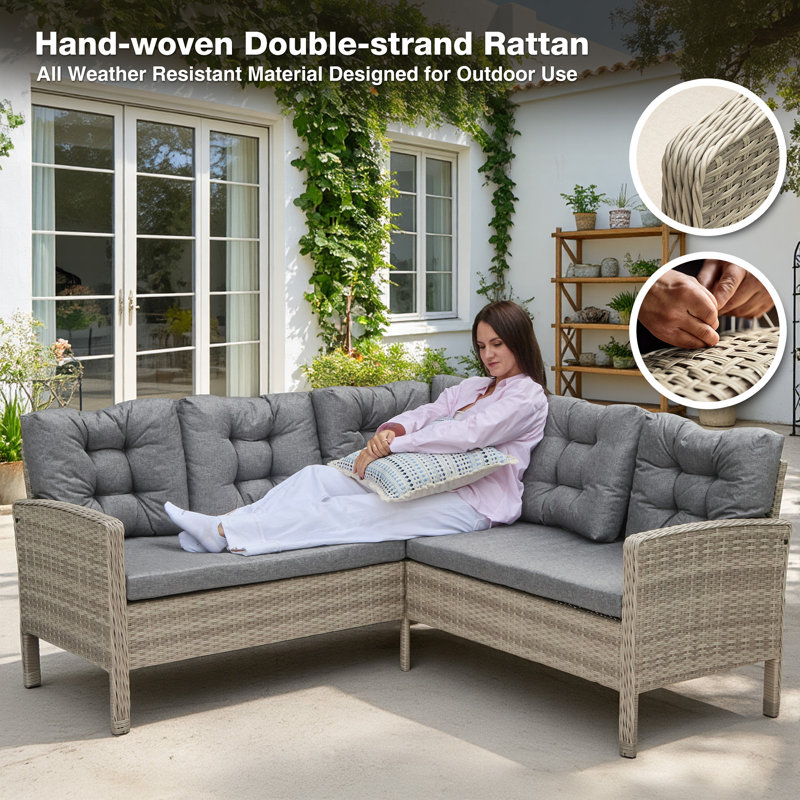 5 - Person Wicker Patio Dining Set Rectangular Table, Grey