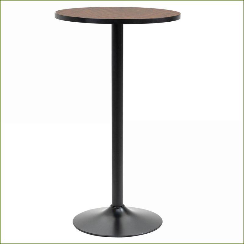 Rustic 42'' Bar Height Round Coffee Table – Elm Wood Top, Industrial Steel, Natural Warmth for Casual Chats