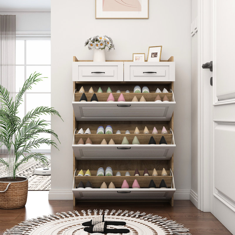 Armoire à chaussures spacieuse avec tiroirs rotatifs et grande capacité de rangement, idéale pour organiser les chaussures et les garder en ordre.