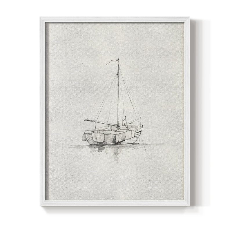 «Vintage Nautical Print XXXI», H 11 po x l 9 po, Blanc