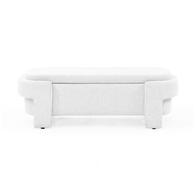 Linen Fabric Upholstered Bench with Large Storage Space for the Living Room, Entryway and Bedroom,White,