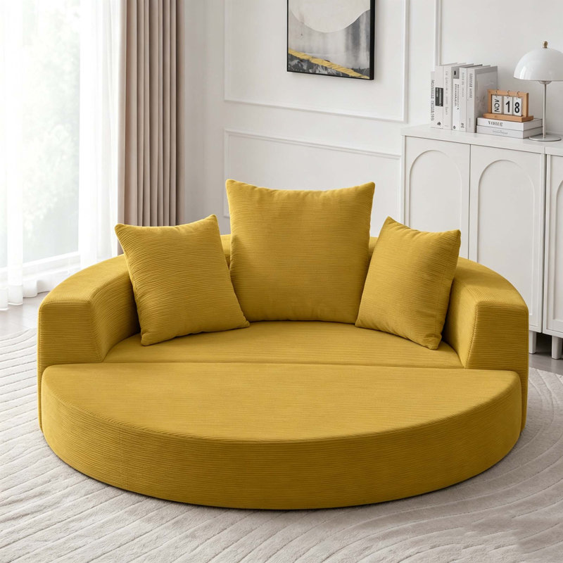 Convertible sofa couch bed,multi-functional,circular bed,adjustable Futon sofa, Yellow