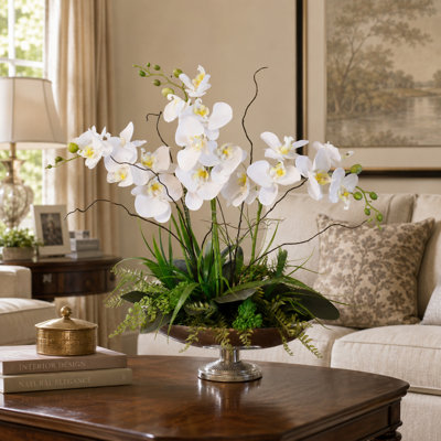 Faux Silk Orchid Arrangement in Vase