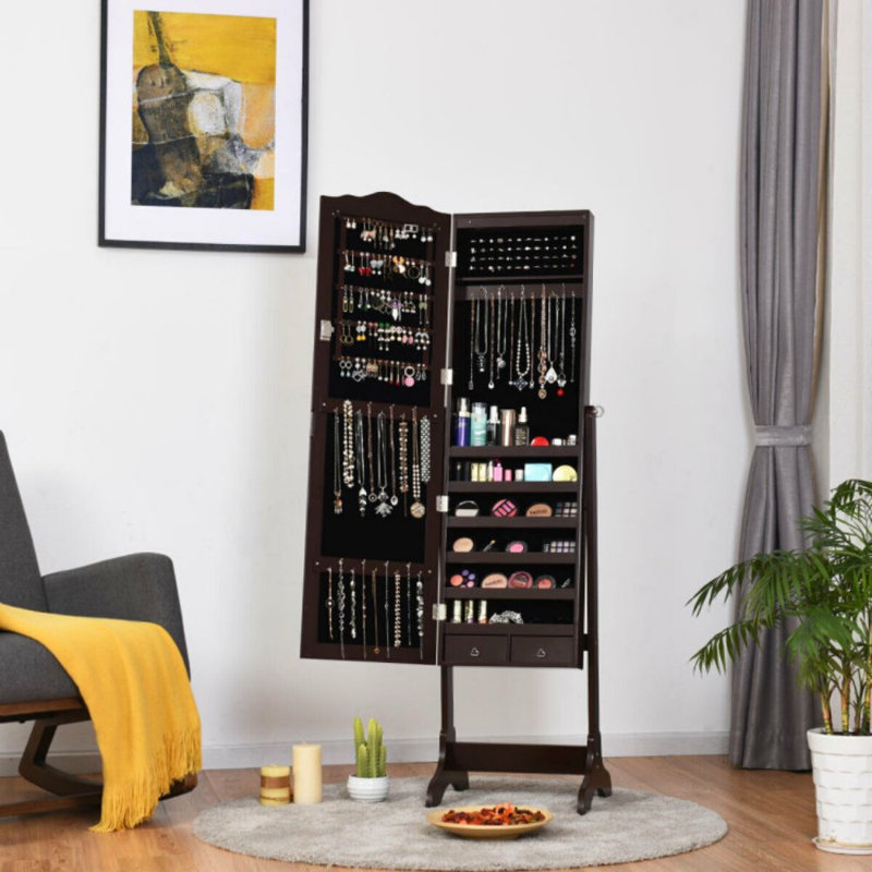 Armoire à bijoux avec miroir Ahlina, Brun