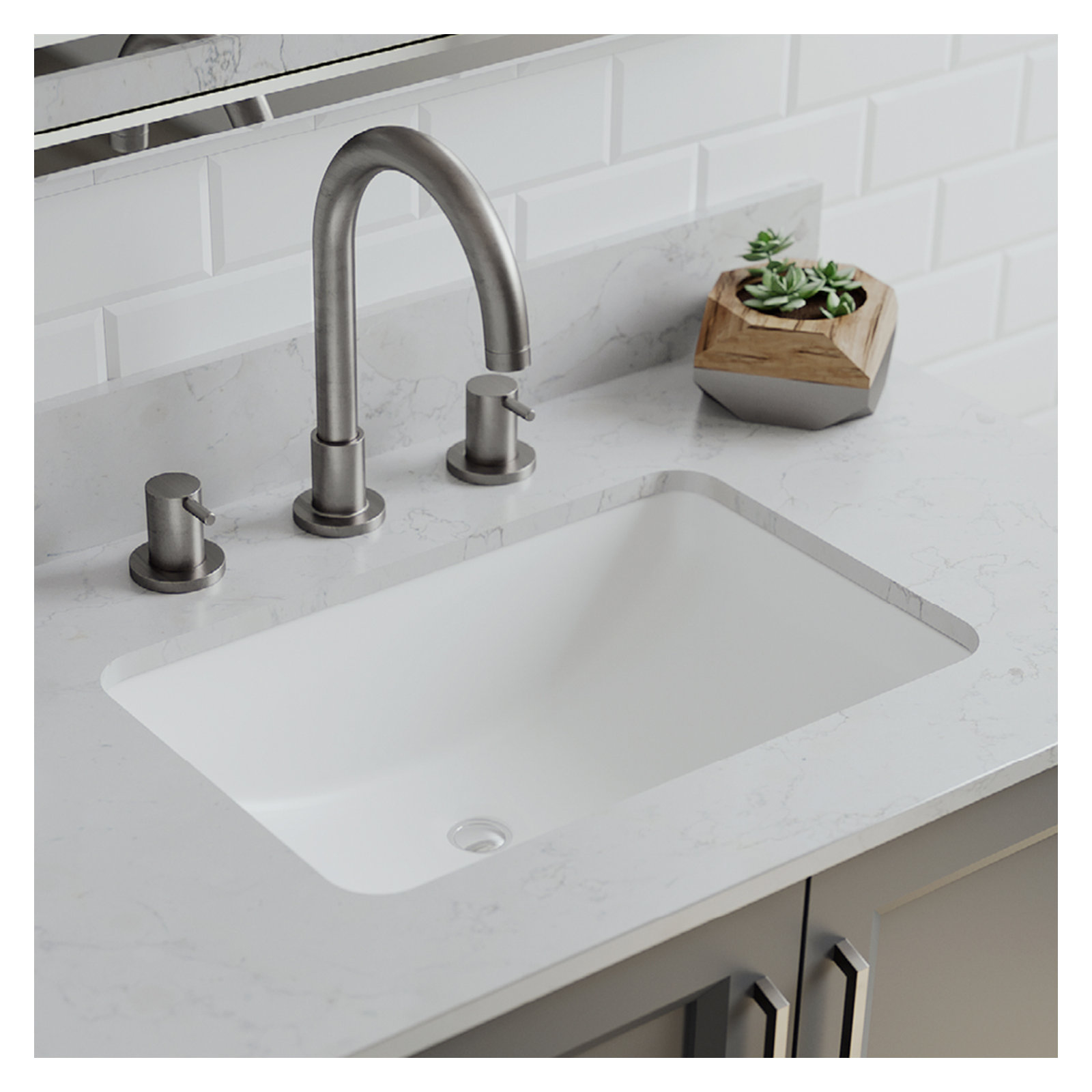 Lexicon Quartz Composite Rectangle Vanity Sink, White