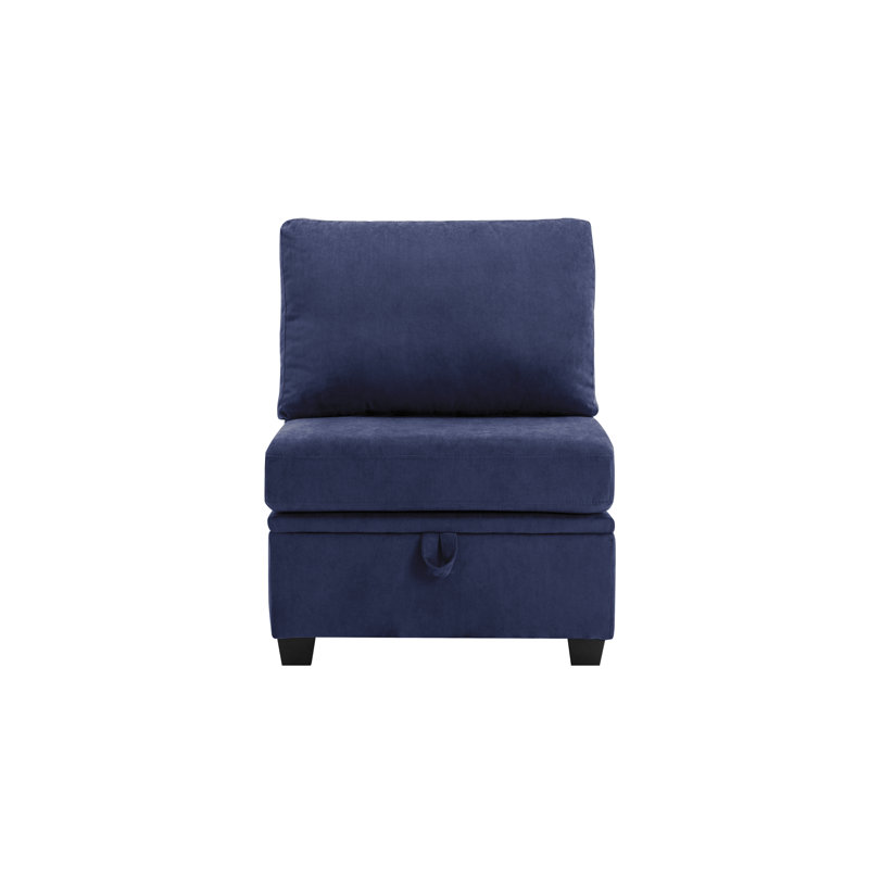 Toxi Upholstered  Armless Side Chair, Blue 100% Polyester