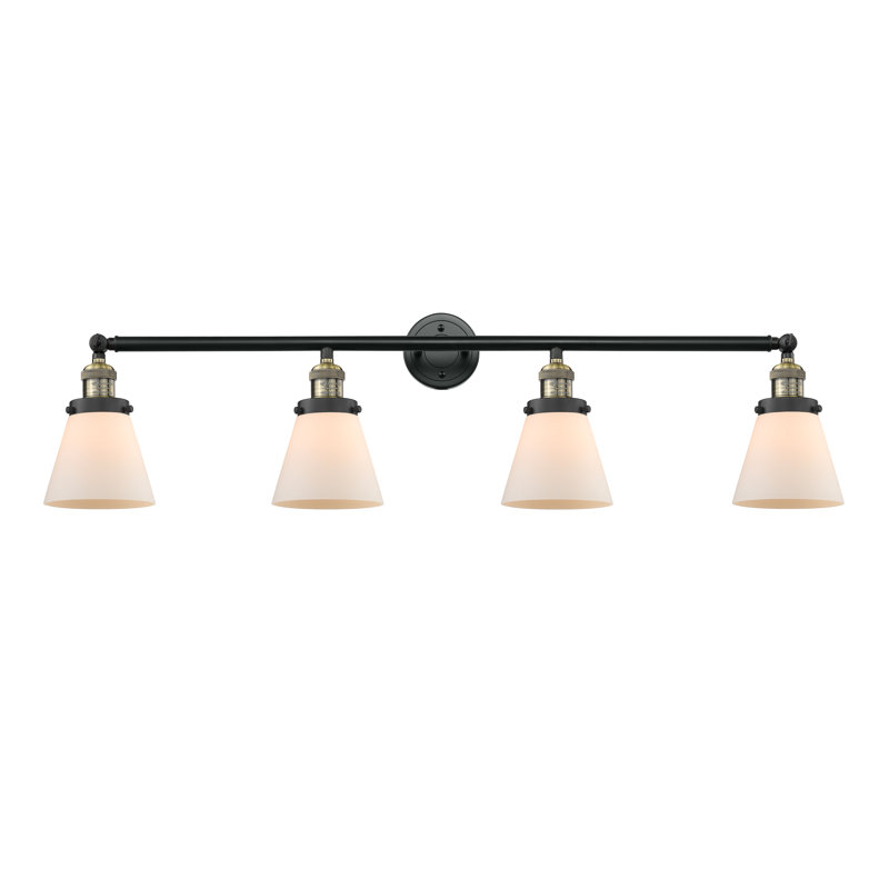 Gaudette 4 - Light Dimmable Vanity Light, Matte White Cased, Brushed Brass, 6 Watt Vinage LED Bulb