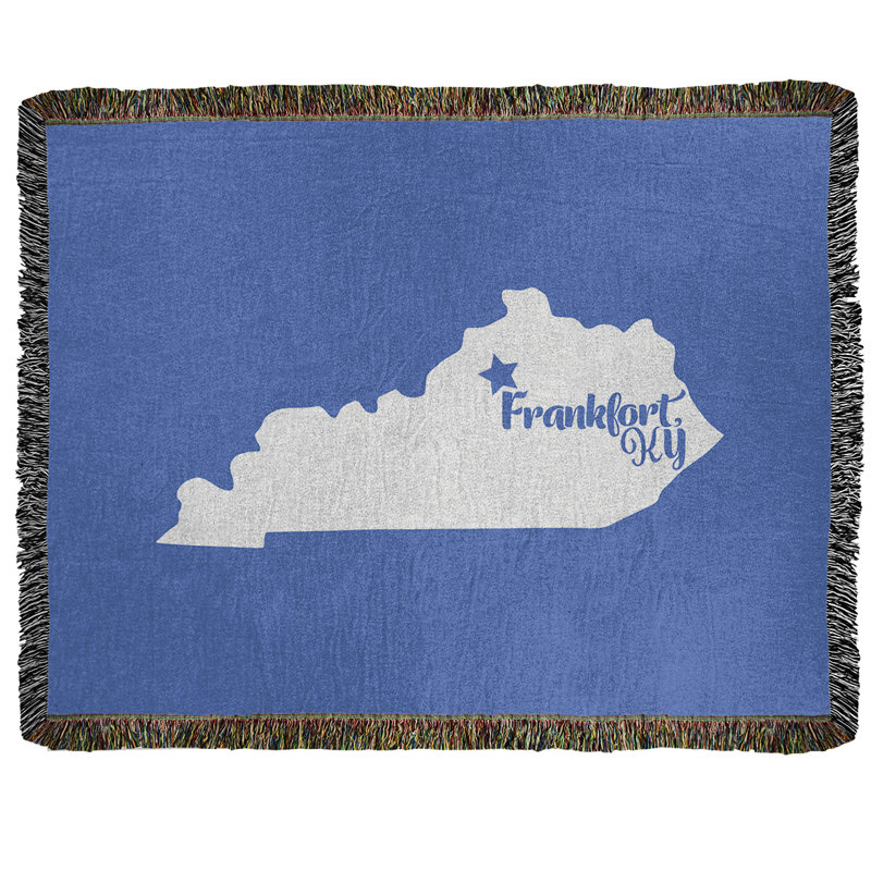 Jeté en coton tissé frankfort kentucky, l 60 po x L 80 po, Bleu