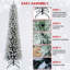 Arbre de Noël 6 pi avec 150 lumières DEL blanc chaud - Arbre enneigé mince en PVC avec 358 pointes, support en métal, conception compacte-443652126