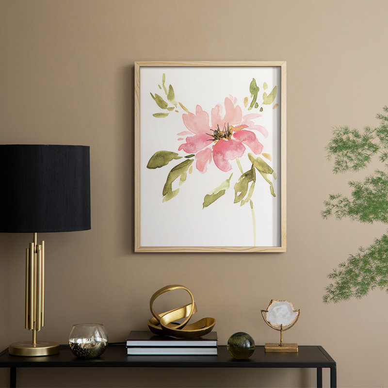 One Pink Bloom II, reproduction encadrée - bois massif, H 11 po x l 9 po