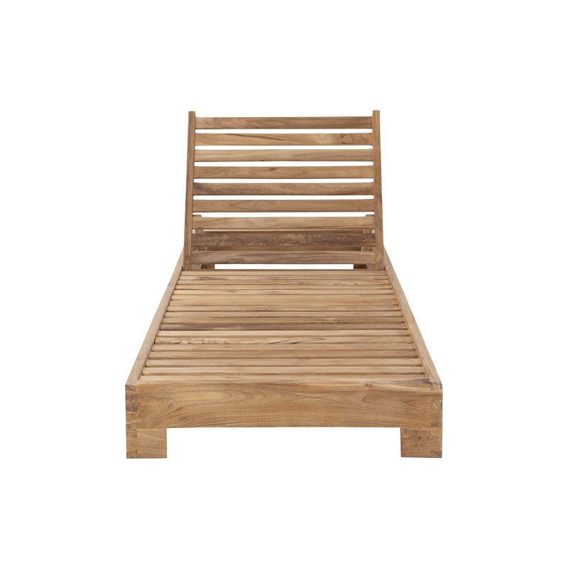 2 Pacific Teak Outdoor Chaise Loungers, Camel