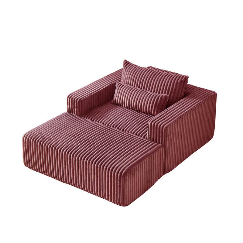 Upholstered Chaise Lounge, Red Corduroy