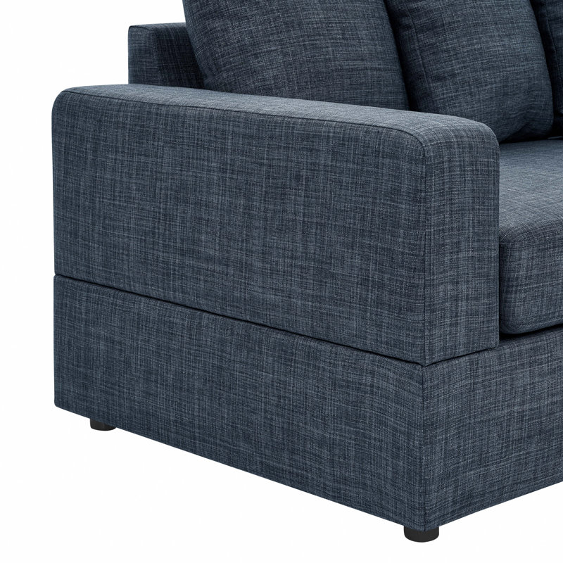 Bernathe Sectional, Dark Blue Linen Blend